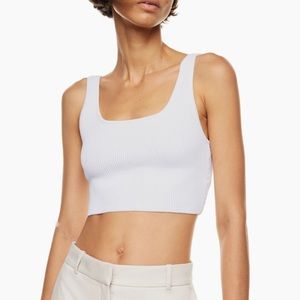 Aritzia Babaton Sculpt Knit Squareneck Cropped Tank White Size M